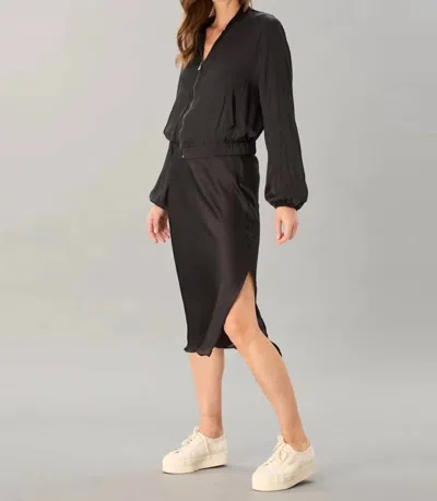 Lola And Sophie Vintage Satin Bomber Jacket In Black