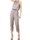 Lola And Sophie Vintage Satin Jumpsuit In Taupe In Grey