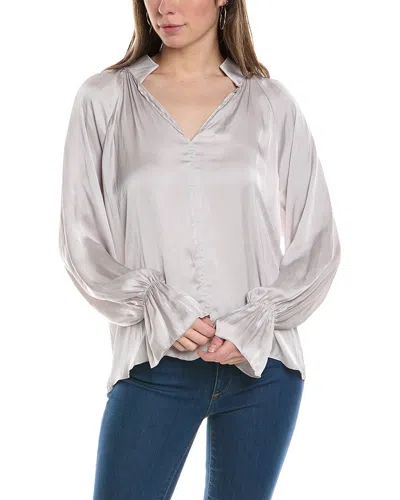 Lola And Sophie Lola & Sophie Vintage Satin Peasant Blouse In Grey