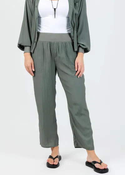 Lola And Sophie Women's D Satin Crop Pants In Olivey In Green