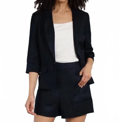 LOLA AND SOPHIE WOMEN'S STRETCH LINEN JACKET IN NAVY