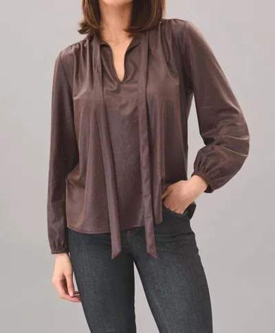 Lola And Sophie Zoe Leatherette Top In Brown