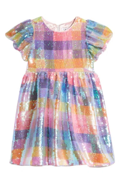 Lola & The Boys Kids' Picnic Party Sequin Dress In Pink Multi