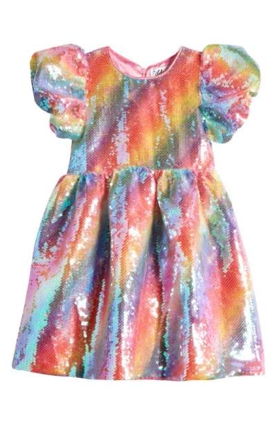 Lola & The Boys Kids' Shimmer Rainbow Sequin Dress In Pink Multi