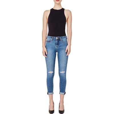 Lola Blair Womens Distressed Denim Skinny Jeans In Multi