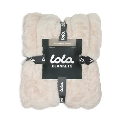 Lola Blankets The Lola Original Ruched Faux Fur Blanket In Neutral