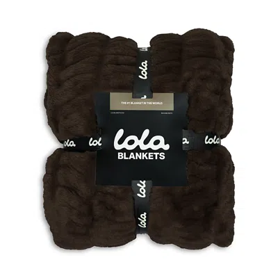 Lola Blankets The Lola Original Ruched Faux Fur Blanket In Brown