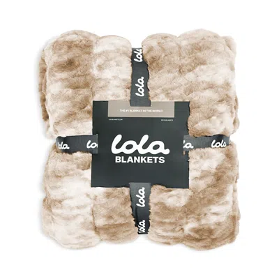 Lola Blankets The Lola Original Ruched Faux Fur Blanket In Brown