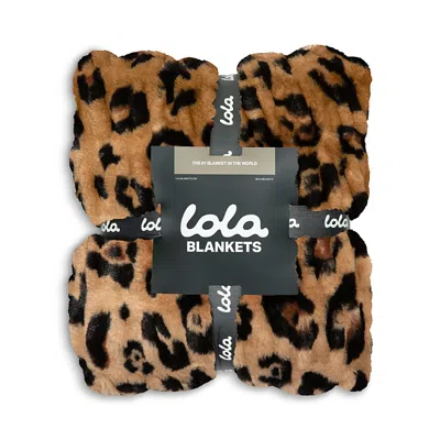 Lola Blankets The Lola Original Ruched Faux Fur Blanket In Animal Print