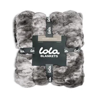 Lola Blankets The Lola Original Ruched Faux Fur Blanket In Gray