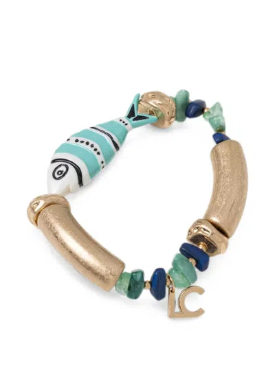 Lola Casademunt Beaded Fish-charm Bracelet In Gold