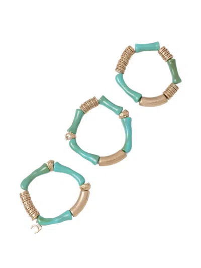 Lola Casademunt Beaded Logo-charm Bracelets (set Of Three) In Gold