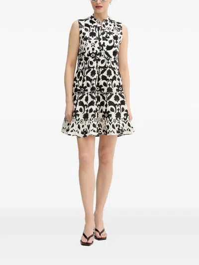 Lola Casademunt Bead-embellished Tiered Mini Dress In Neutral