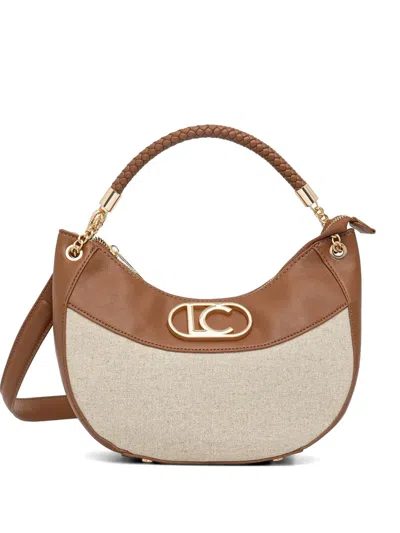 Lola Casademunt Braided-handle Logo-plaque Tote Bag In Brown