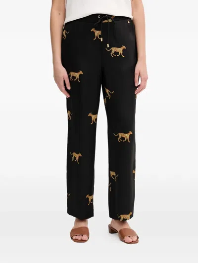 Lola Casademunt Cheetah-print Drawstring Trousers In Black