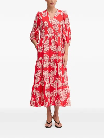 Lola Casademunt Damask-print Tiered Midi Dress In Multi