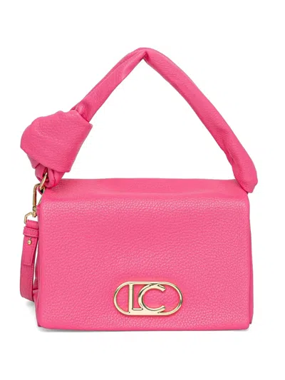 Lola Casademunt Knotted-handle Logo-plaque Tote Bag In Pink