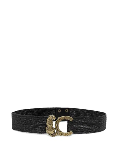 Lola Casademunt Leopard-motif Woven Belt In Black