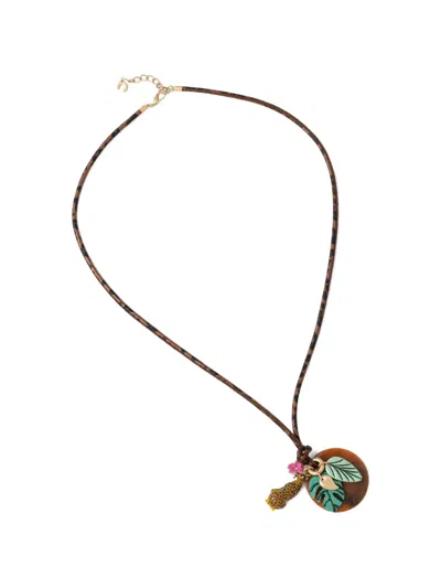 Lola Casademunt Leopard-print Charm Necklace In Gold
