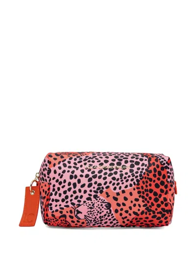 Lola Casademunt Leopard-print Make-up Bag In Orange