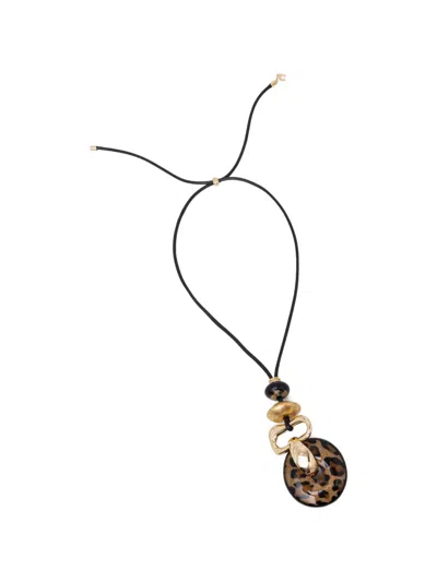 Lola Casademunt Leopard-print Pendant Necklace In Gold