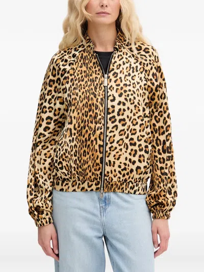 Lola Casademunt Leopard-print Raglan-sleeve Bomber Jacket In Animal Print