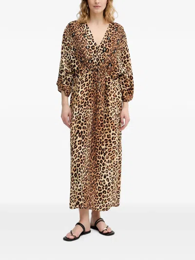 Lola Casademunt Leopard-print Sequin-embellished Maxi Dress In Brown