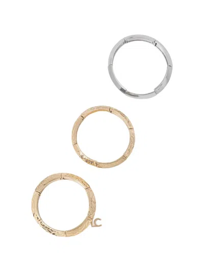 Lola Casademunt Logo-charm Hammered-effect Bracelets (set Of Three) In Gold