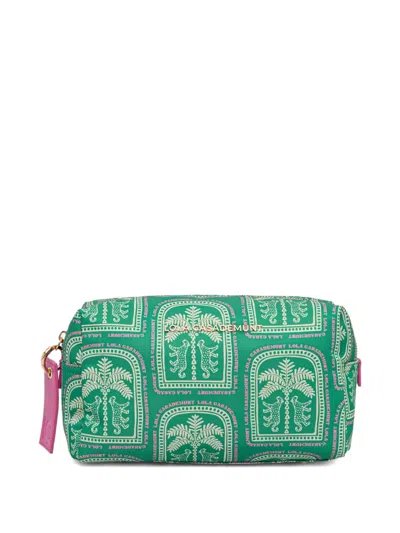 Lola Casademunt Logo-lettering Graphic-print Make-up Bag In Green