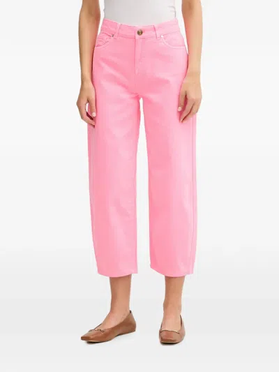 Lola Casademunt Logo-patch Cropped Jeans In Pink