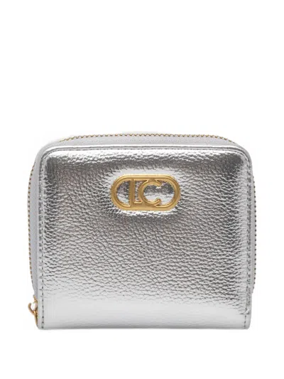 Lola Casademunt Logo-plaque Grained Wallet In Silver
