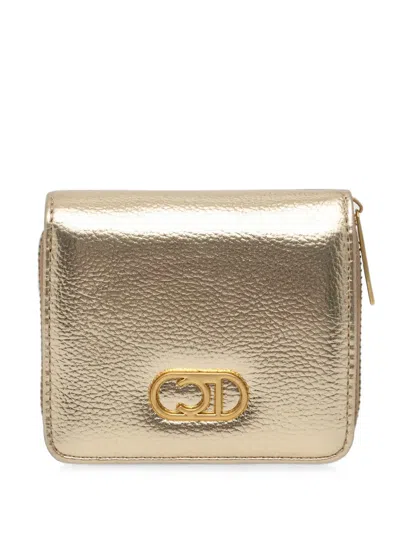 Lola Casademunt Logo-plaque Metallic Wallet In Gold