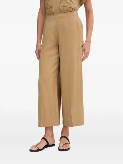 Lola Casademunt Logo-plaque Wide-leg Trousers In Brown
