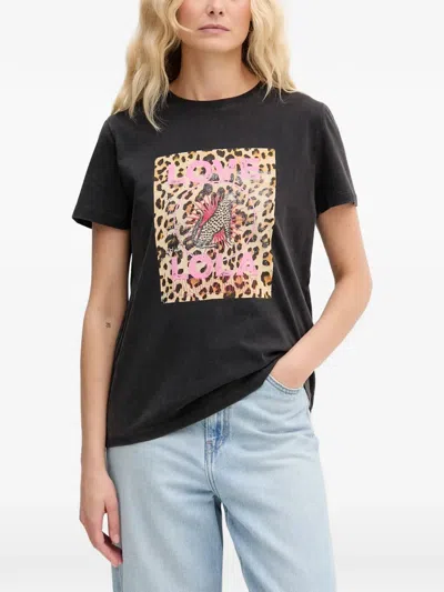 Lola Casademunt Love Lola Leopard-print T-shirt In Black