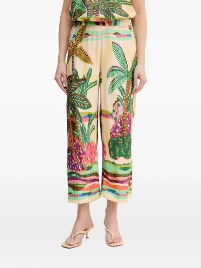Lola Casademunt Palm-print Straight-leg Trousers In Multi