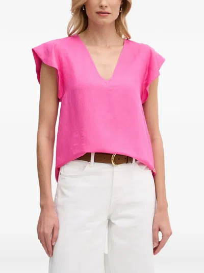 Lola Casademunt Ruffled V-neck Blouse In Pink
