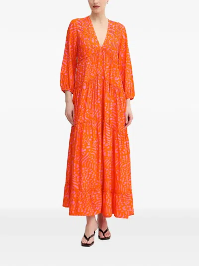 Lola Casademunt Sequin-embellished Tiered Maxi Dress In Orange