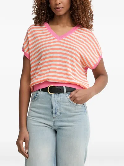 Lola Casademunt Striped V-neck Sweater In Multi