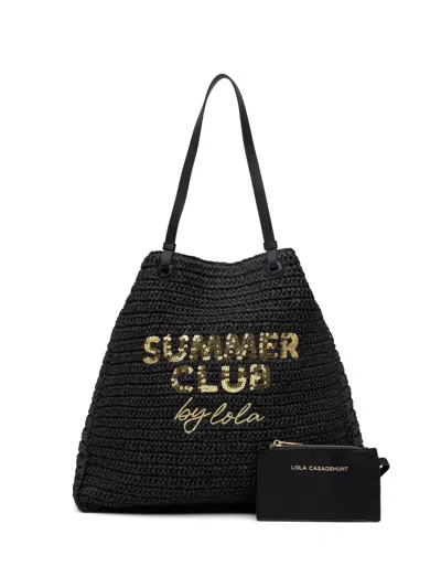 Lola Casademunt Summer Club Sequin-embellished Beach Bag In Black