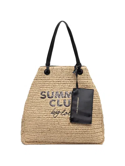Lola Casademunt Summer Club Sequin-embellished Beach Bag In Nude