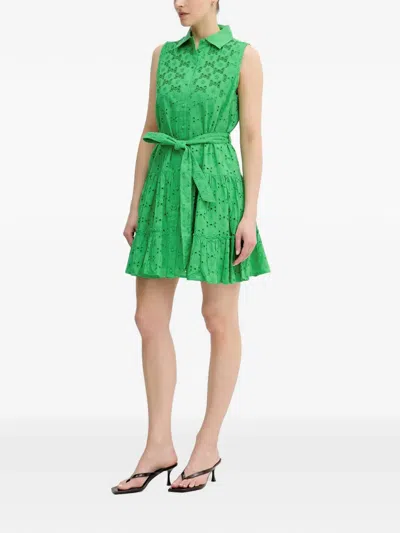 Lola Casademunt Swiss-embroidery Tiered Mini Dress In Green