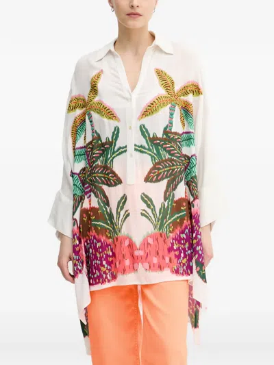Lola Casademunt Tropical-print Blouse In White