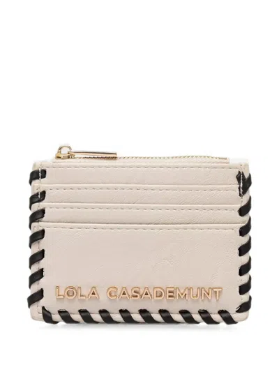 Lola Casademunt Whipstitch-trim Logo-plaque Cardholder In Neutral