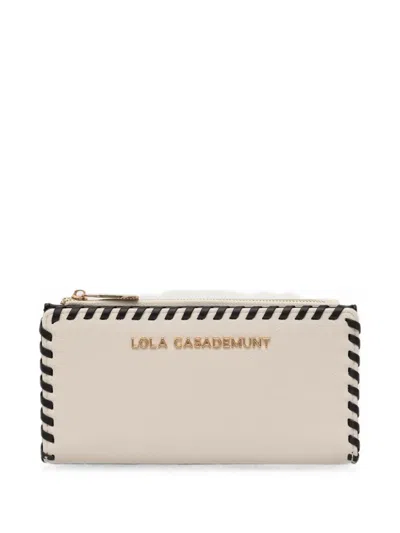 Lola Casademunt Whipstitch-trim Logo-plaque Wallet In Neutral