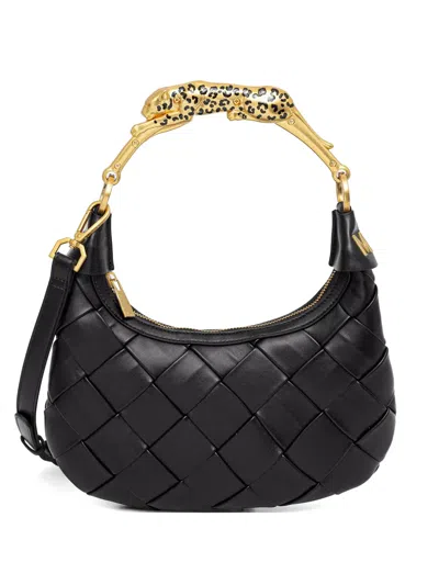 Lola Casademunt Woven Panther-handle Tote Bag In Black