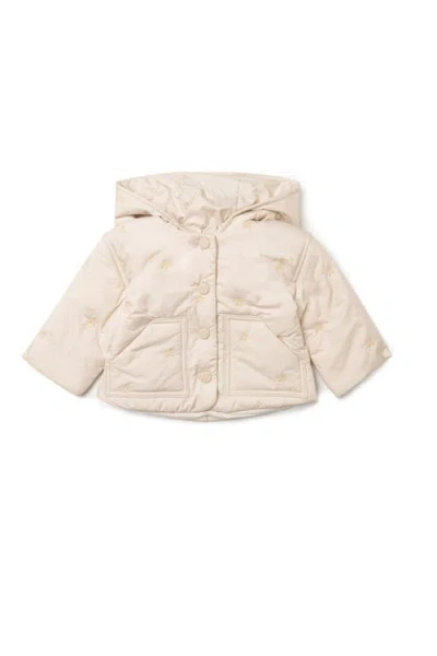 Lola Babies'  Cherry Embroidered Removable Hood Coat In Neutral