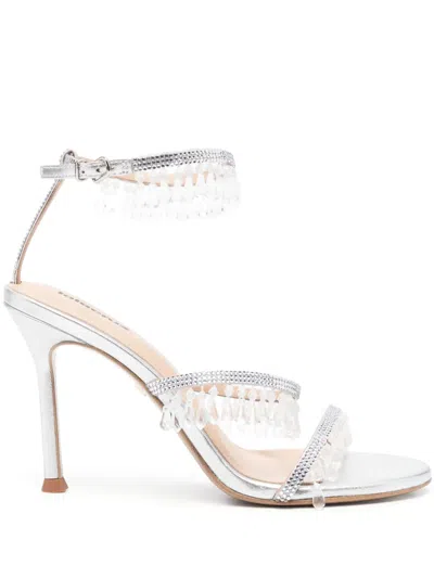 Lola Cruz 100mm Flamenca Sandals In Silver