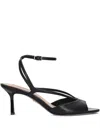 Lola Cruz Streep 65 Sandals In Black Leather In Black