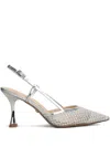 Lola Cruz 90mm Slingback Crystal-embellished Pumps In Silver