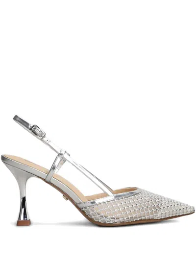 Lola Cruz 90mm Slingback Crystal-embellished Pumps In Silver